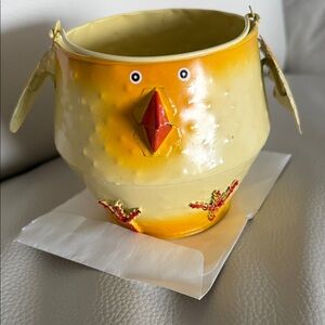 Yellow Metal Chick Easter Basket